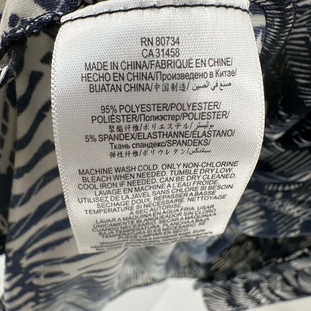 BCBGMAXAZRIA Adele Midnight Wrap Dress SZ L Navy Blue White Printed Long Sleeve - Picture 9 of 10